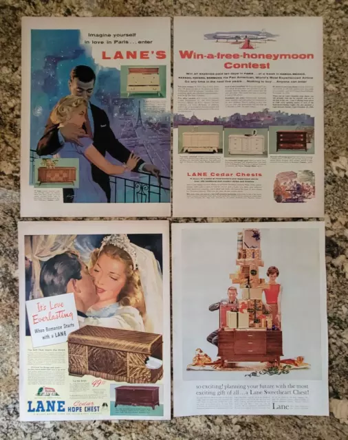 Lane Cedar Chest Ads Nice Vintage Set of 5 Plus 1 bonus Cavalier Cedar Chest Ad!