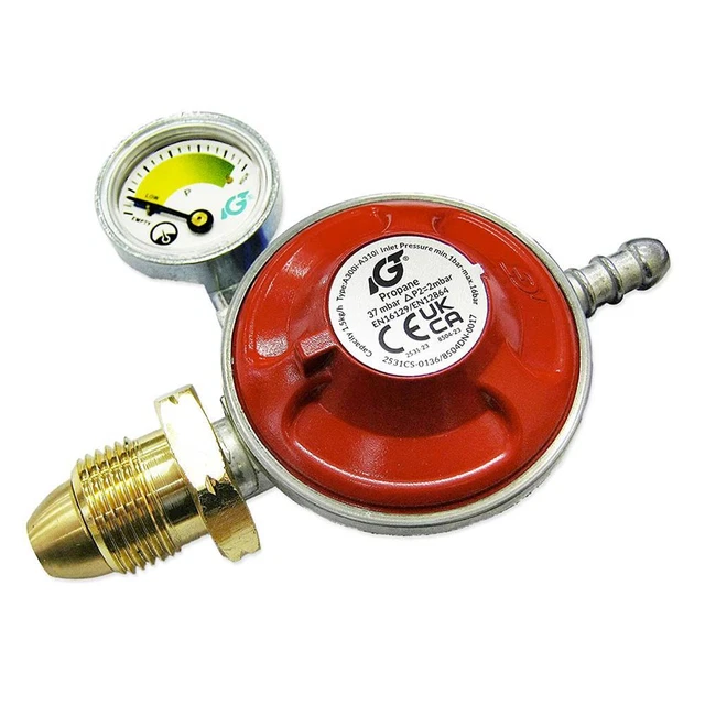PROPANE GAS REGULATOR With Gas Pressure Gauge Caravan / Boat