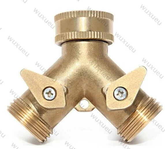 2 Way Brass Tap Adaptor Y Splitter Washing Machine Garden Hose Connector 3/4" UK