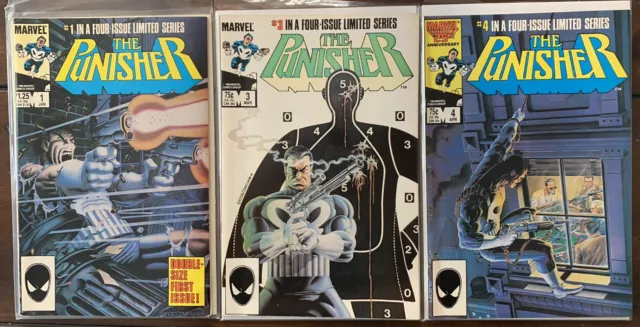 The Punisher #1, #3, #4 of Limited Series - 1985 Marvel Comics