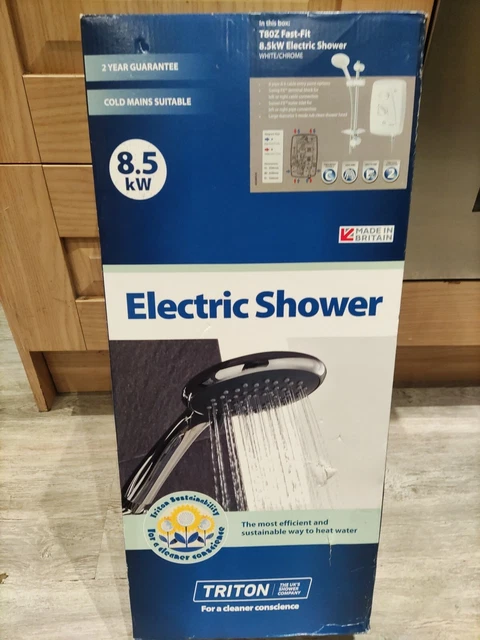 Ducha eléctrica Triton T80Z ajuste rápido 8,5 kW blanca/cromada NUEVA SIN ABRIR.