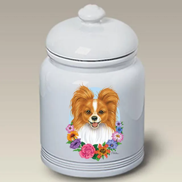 Red and White Papillon Ceramic Treat Jar TP 47064