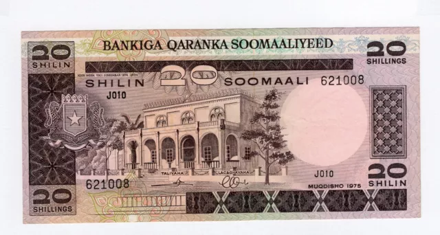 Somalia , 20 Shilin SOOMAALI / 20 Shillings , MUQDISHO 1975 Pick #19 , aUNC