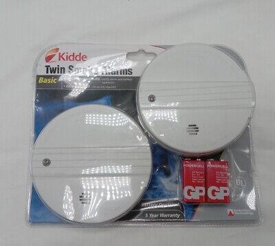 Paquete de 2 alarmas de humo Kidde Twin modelo básico 0915D-018 detector de humo NUEVO