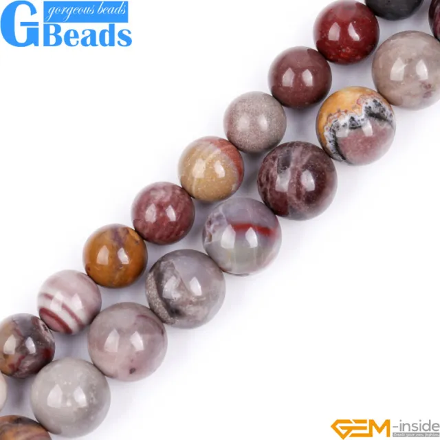 Round Natural Dark Red Fancy Fantasy Jasper Beads for Jewelry Making Strand 15"