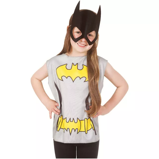 KINDER BATGIRL KOSTÜM / Mädchen T-Shirt Maske Batman Karneval Fasching 3-6 Jahre