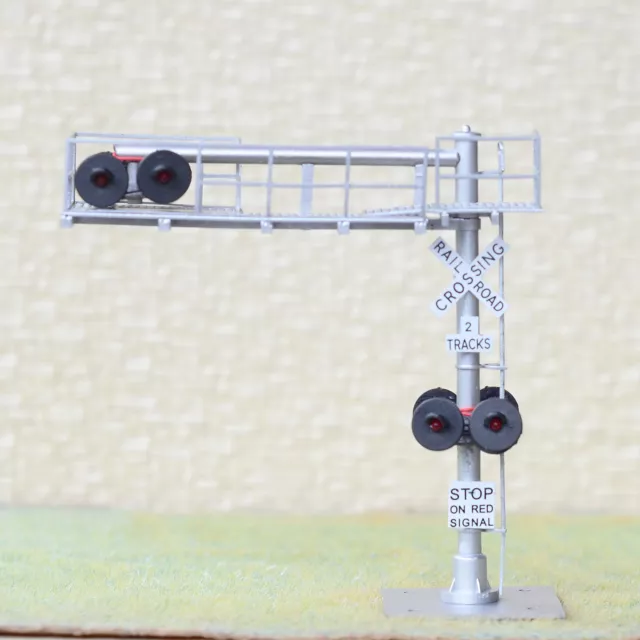 1 x HO scale model railroad cantilever grade crossing signal 2 tracks #C28