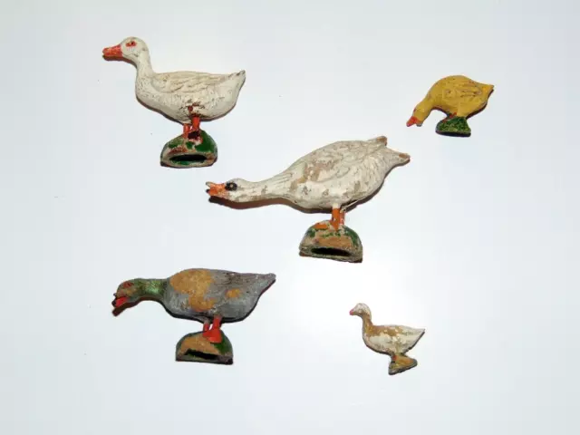 GERMANY - 5 x alte Masse Figur - Enten - für Bauernhof