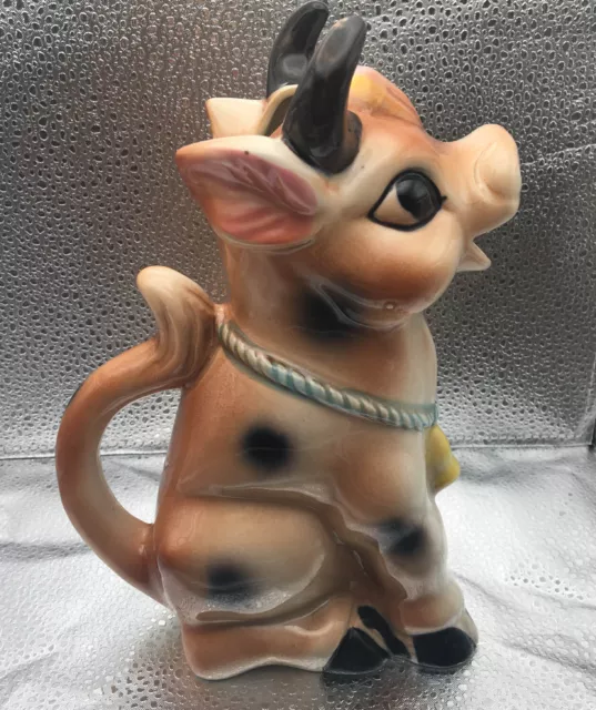 Vintage Bull/Cow Ceramic Milk Pitcher Sitting Cow Dairy Creamer