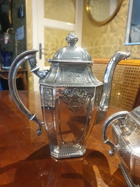 Lot Théière, Cafetière Et Sucrier Argenté – Orfèvrerie Ercuis Et Lutetia