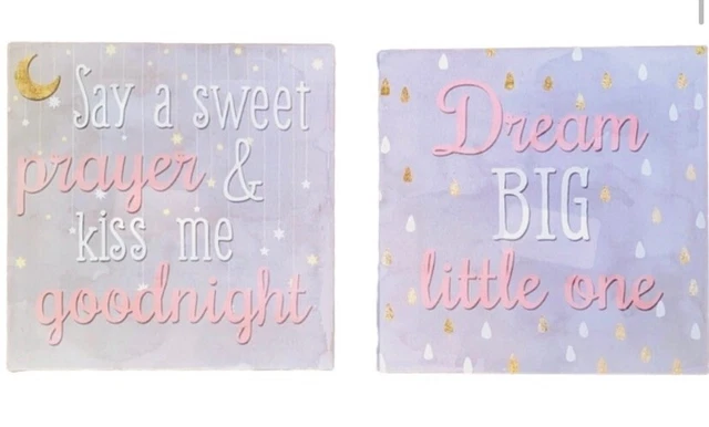 Baby Girl’s Nursery Wall Art. Canvas. Gray Pink Gold White.