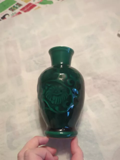 Avon Glass Vase Jade Green Spring Bouquet Fragrance Vintage 1981