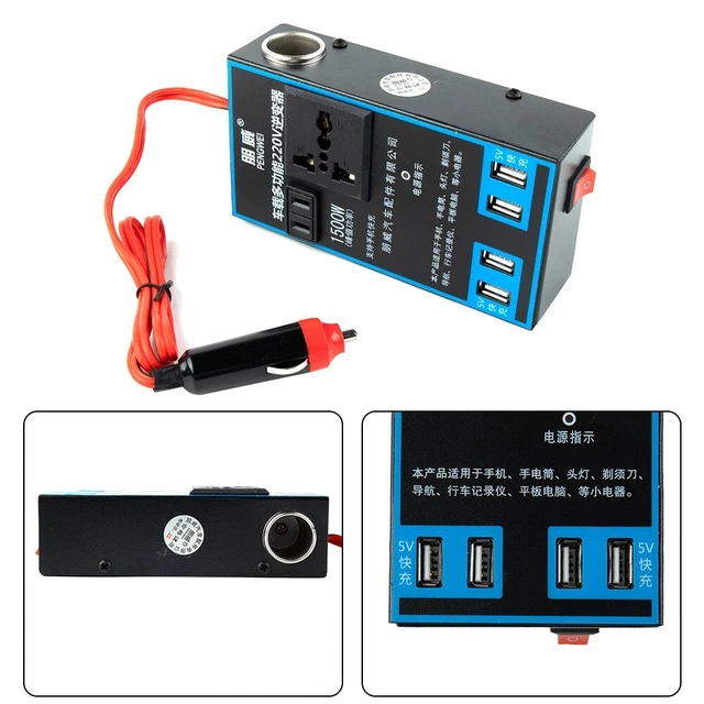 Onduleur Convertisseur 12V Vers 220V 1500W DOXIM - Sinusoïdal Pur Pour Voiture & Maison