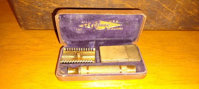 vintage gillette razor in case