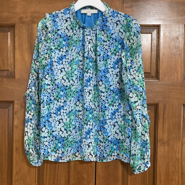 LOFT Women’s Polyester Multi Color Long Sleeve Blouse Top Size Medium M