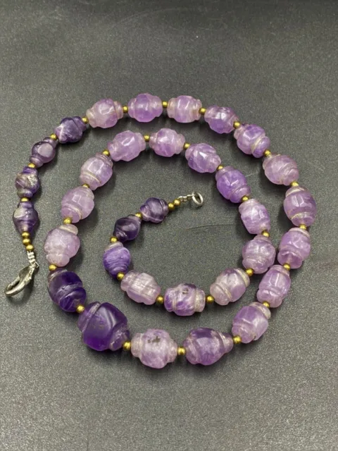 A Pyu culture rare  Amethyst Beads Necklace unique and rare shape and cutting