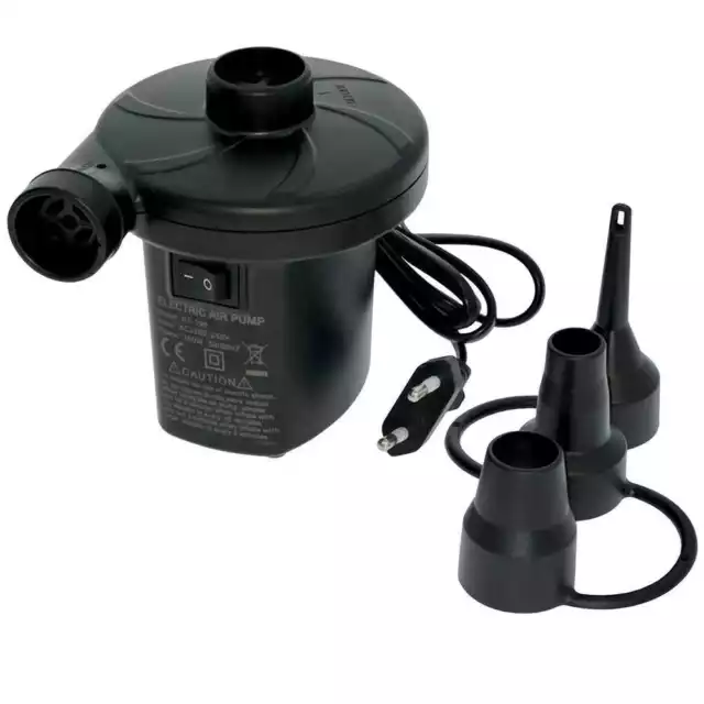 Electrique Pompe à Air Gonfleur Dégonfleur Camping Lit Ballon 2 Pin Schuko Noir