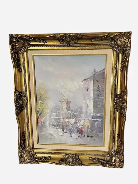 Original Vintage Painting Paris Street Artwork French Impressionist Style Framed