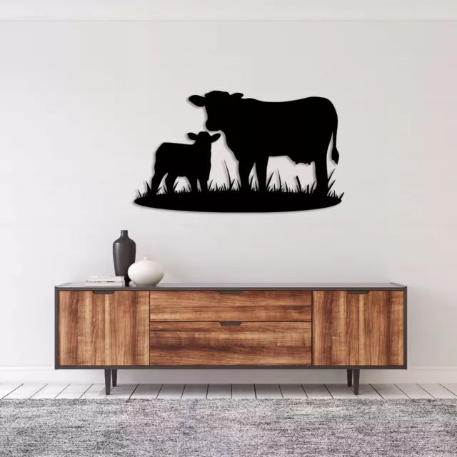 Wall Art Home Decor Metal Acrylic 3D Silhouette Poster USA Cow Family Field