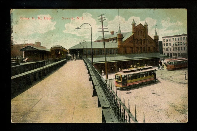 NEW JERSEY NJ Postkarte Newark, Eisenbahn Zug Depot Station