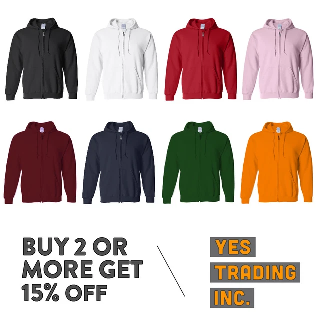 Mens Womens Unisex Plain Full Zipper Hoodie Casual Hooded Zip Up Jacket Active