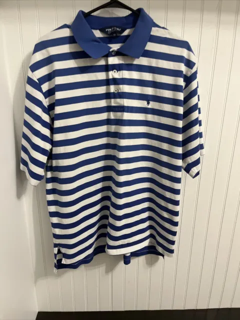 POLO GOLF RALPH Lauren Shirt Men XL Short Sleeve Blue White Striped $16 ...
