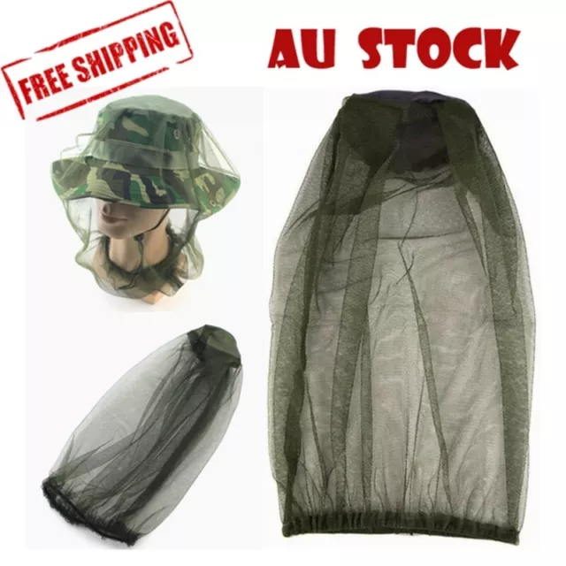 2 PCs Mosquito Fly Head Net Bee Outdoor Fishing Insect Mesh Hat Mozzie Protector