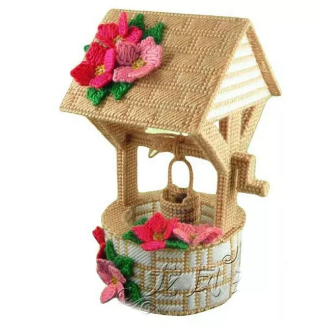 3D Plastic Canvas Storage Box DIY Material Cross Stitch Kit Flower Well Decor