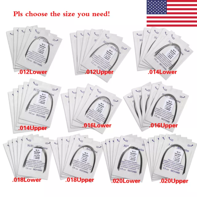 100* Dental Orthodon Super Elastic Niti Round Arch Wire Ovoid Upper+Lower usa At 2
