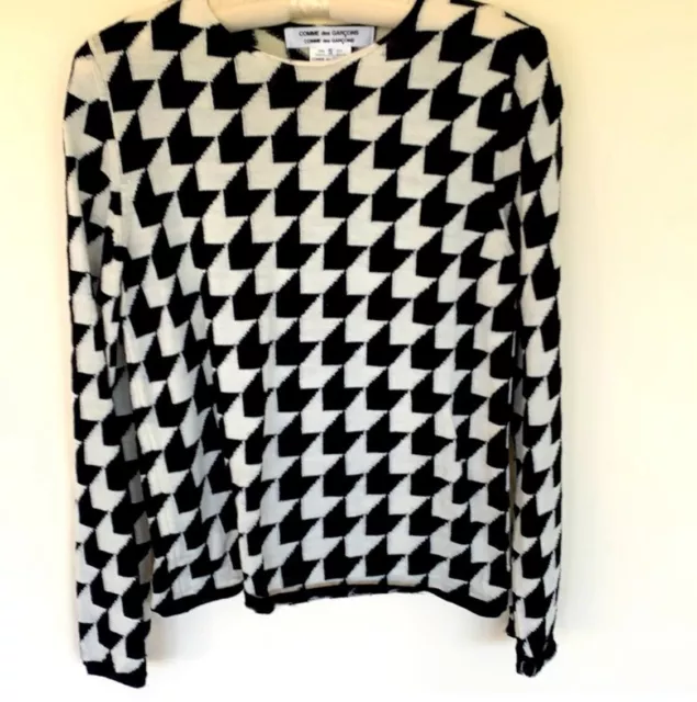 Comme des Garcons Houndstooth Sweater Black/White Wool Size  Small