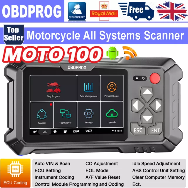 OBD2 Scanner Motorcycle Diagnostic Tool Full Systems Scan Tablet ECU Coding ABS