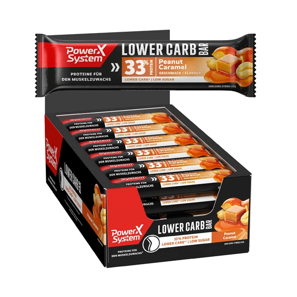 Power System barra di carboidrati inferiore caramello arachidi, 45 g, confezione da 18