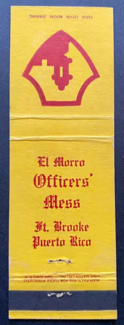 Puerto Rico 1950s, San Juan, FT. BROOKE EL MORRO OFFICERS MESS Match Cover