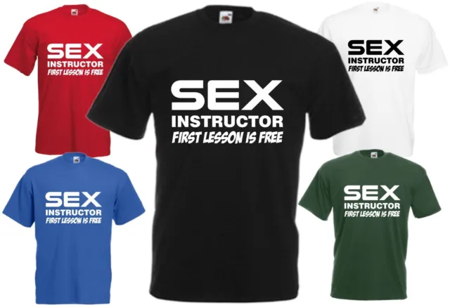 Sex Instructor T Shirt Funny Lesson Free Rude Naked Birthday Tee Xmas Top Gift