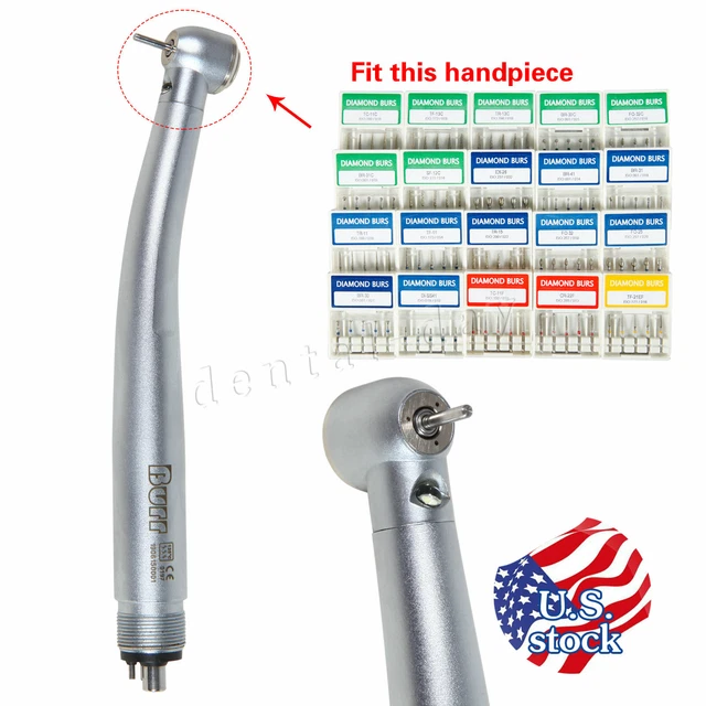Dental E-generator LED Handpiece 4H fit UDM/ 100*Diamond Burs FG1.60MM FDA