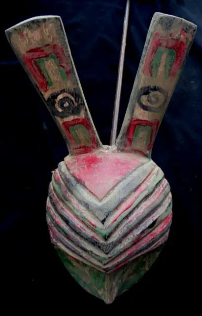 Tribal Art fine Inuit  mask wood  34 cm