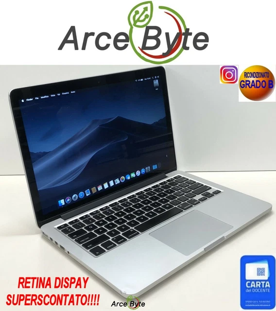 APPLE MACBOOK PRO 13" 2012 RETINA 2560x1600 MACOS 10.15 CATALINA FATTURABILE