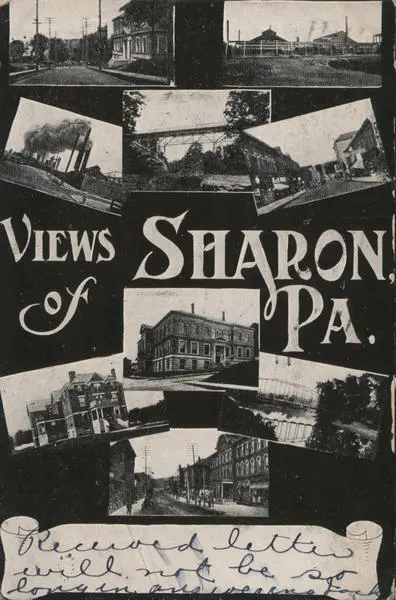1907 Sharon,PA Multiple Views Mercer County Pennsylvania Antique Postcard