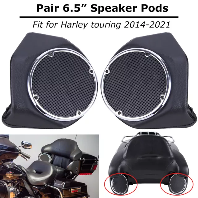 Rear Trunk 6.5" Speakers Pods Fit For Harley Tour Pak Street Road Glide 14-2022