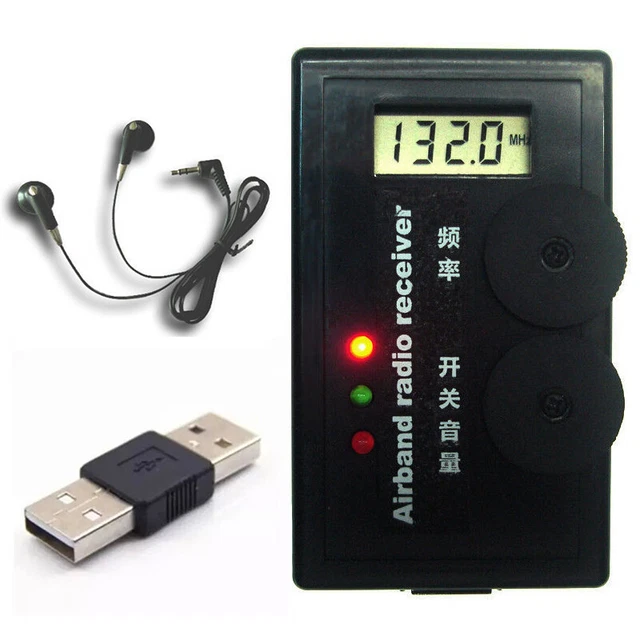 LCD Digital Display Air Band Aviation Radio 110-136M Airband AM Receiver&Headset