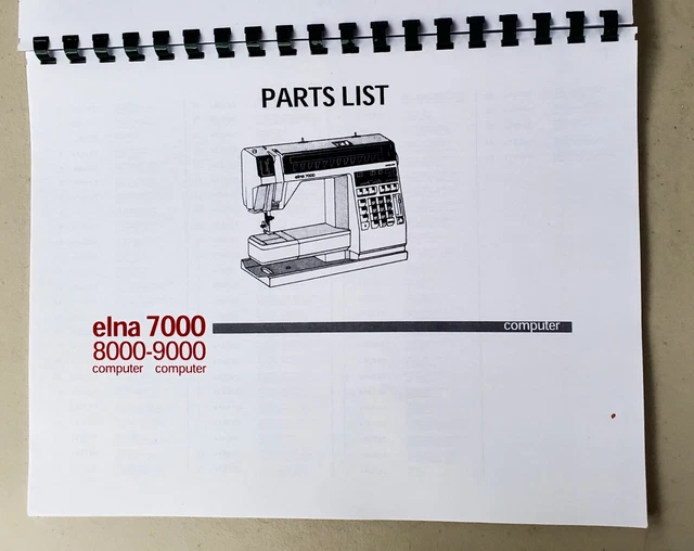 INSTRUCTION MANUAL AND Parts List With Schematics For Elna 7000 8000