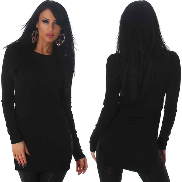 Donna Pullover Lungo Maglia Sweater Sexy Copertura a Costine Bodycon 34 - 38