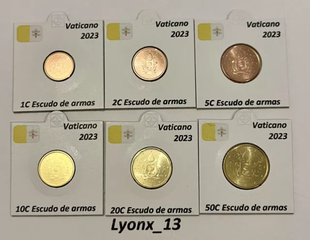 1, 2, 5, 10, 20 y 50 Céntimos 🇻🇦 Vaticano 2023 Escudo De Armas BU FDC SC UNC