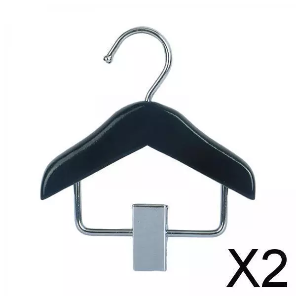 2X Pet Clothes Rack Hangers with Clip Wood Small Clothes Hold for Pet Black