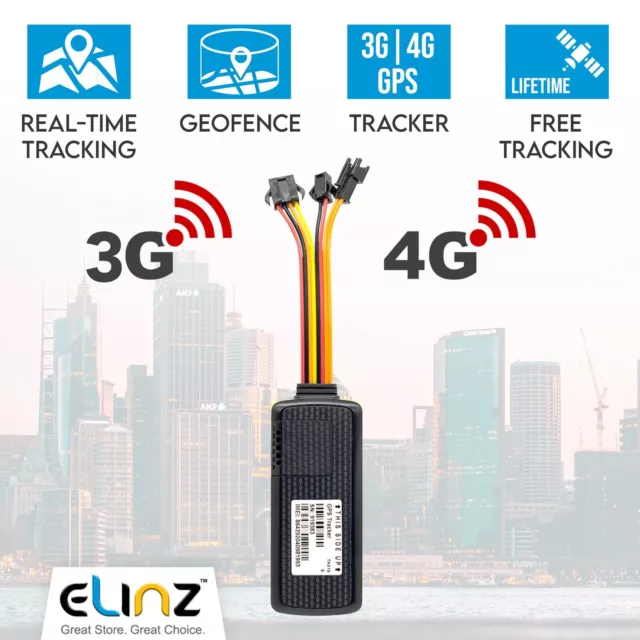 Elinz 4G 3G GPS Tracker Device Live Real Time Tracking Remote Monitoring 12V-36V