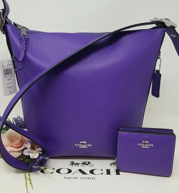 NWT COACH VAL Duffle Leather Crossbody Bag And Snap Wallet Purple