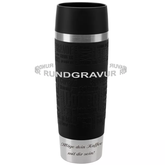 Emsa Thermobecher TRAVEL MUG Grande 0,5 L mit Rund-Gravur Edelstahl