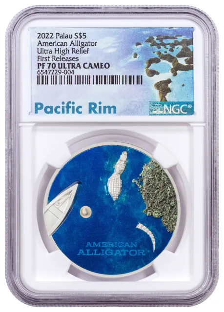 2022 Palau American Alligator Ultra High Relief 1 oz Silver Colorized Proof $...