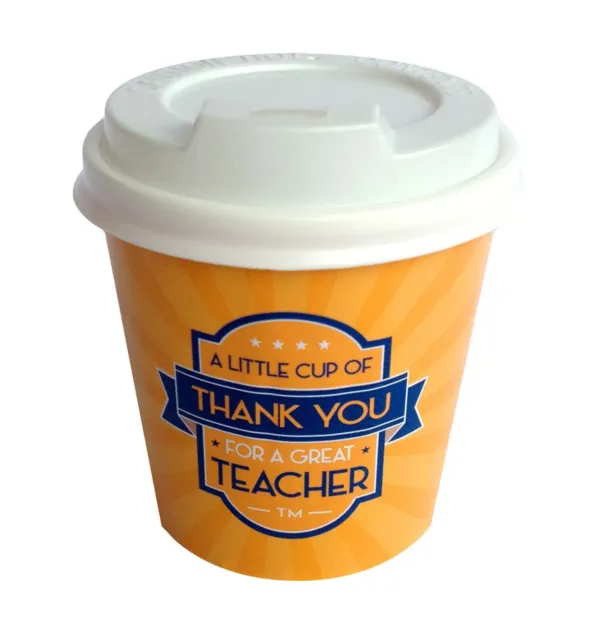 50 x  A little Cup of Thank you Teacher Coffee Cups 4oz (espresso, piccolo) 62mm