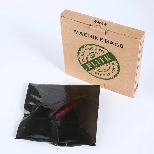 Elite Noir Écologique Machine Tatouage Sacs 13cm x 13cm (100pcs/Boîte)
